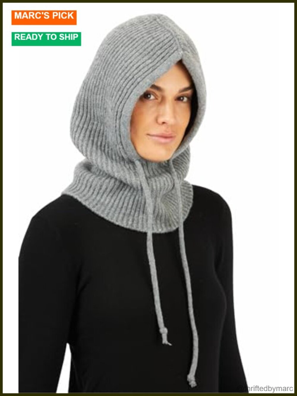 Hooded Scarf Beanie Balaclava Hat for Cold Weather, Knitted Polyester,